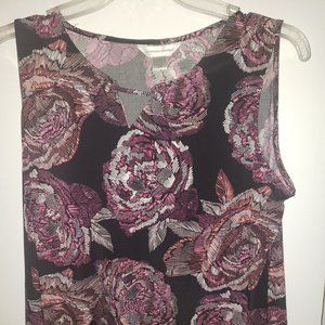 Christopher & Banks Floral Rose Black Tank
